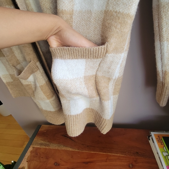 LOFT Women’s Open Front Ribbed Cardigan Beige & White Knit Size M NWT Soft - Picture 9 of 9